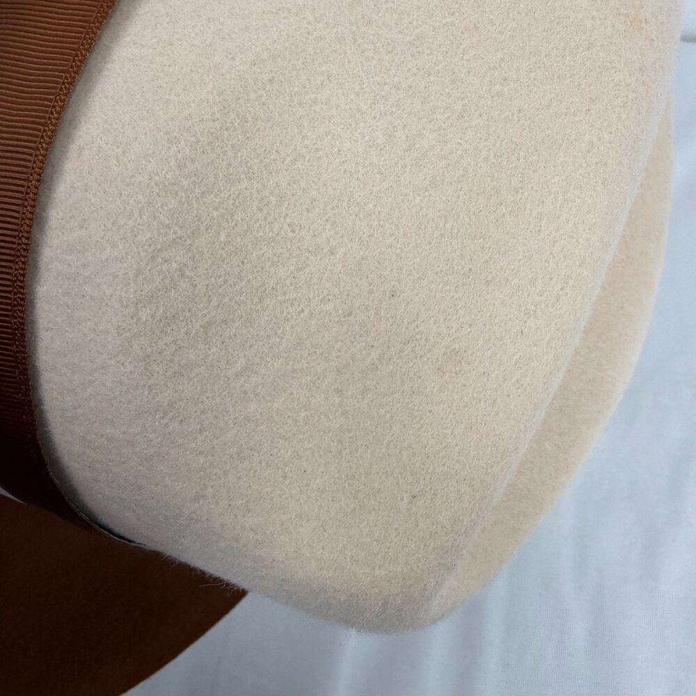 Fedora Wool Hat Medium felt raw edge snap brim 2-tone red cream pinch front - Picture 12 of 16